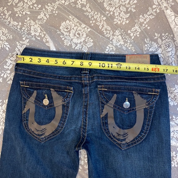 Y2K True Religion Women’s Denim Jeans LARGE LOGO BACK FLAP POCKETS STITCHING 31 - Picture 8 of 16